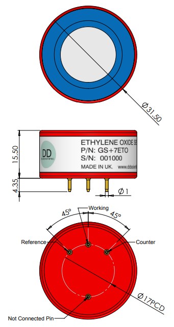 GS+7ETO DD Scientific сенсор Оксид Этилена С2H4O GS+7ETO DD Scientific сенсор Оксид Этилена С2H4O
