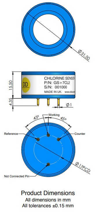 GS+7CL2 DD Scientific сенсор Хлора CL2 GS+7CL2 DD Scientific сенсор Хлора CL2
