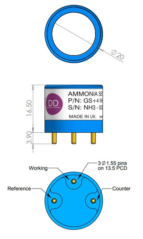 GS+4NH3-300 DD Scientific сенсор Аммиака NH3 GS+4NH3-300 DD Scientific сенсор Аммиака NH3